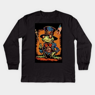 Uncle Sam the Frog Kids Long Sleeve T-Shirt